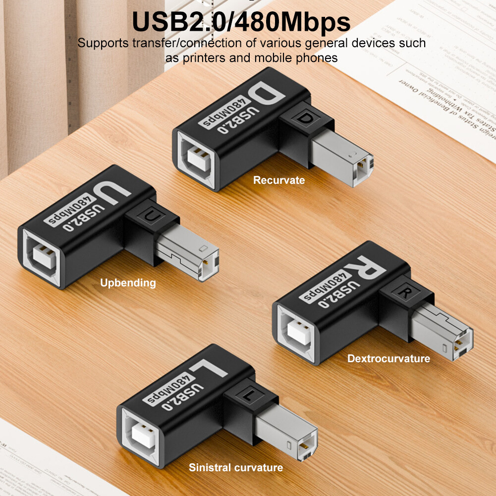 ข้อศอก USB 2.0 อะแดปเตอร์เครื่องพิมพ์ USB Type B ชายหญิง สําหรับเครื่องพิมพ์ ฐานฮาร์ดไดรฟ์ แฟกซ์ เครื่องสแกนเนอร์