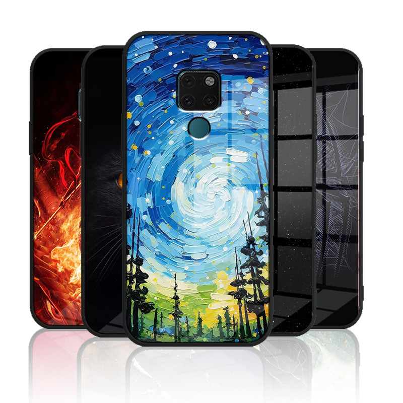 ปลอกแก้วสําหรับ Huawei mate 20 / mate 20X เคสกันกระแทกกระจกนิรภัยกลับและกรอบซิลิโคนอ่อนนุ่มป้องกันรอยขีดข่วนป้องกันกล้องฝาครอบ Fit Secure