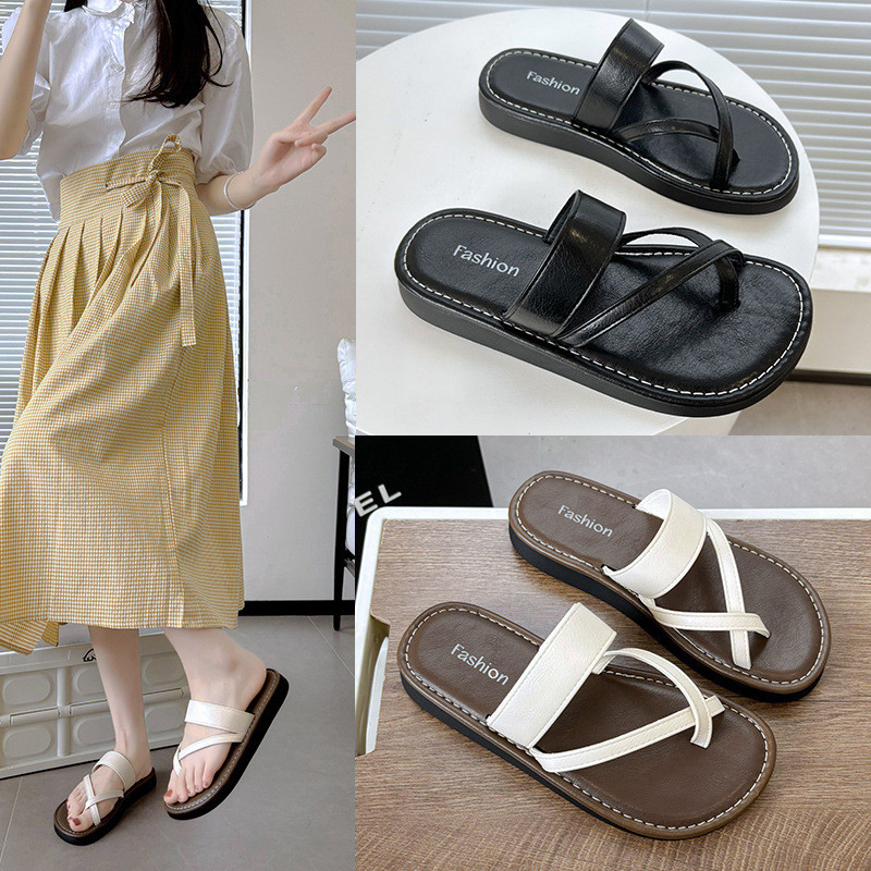 go🚚รองเท้าแตะ ผู้หญิง (เพิ่ม1เบอร์) slipper แฟชั่น สายรัด กันลื่น ใส่สบาย นำเข้าราคาถูก A-060