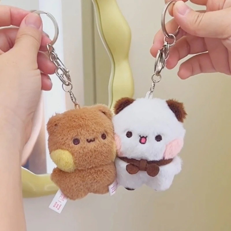 Bubu & Yier การ์ตูนหมีคู่พวงกุญแจแม่เหล็กน่ารัก Dudu หมีตุ๊กตา Panda Bubu ของเล่นตุ๊กตาวาเลนไทน์แหวนกุญแจจี้