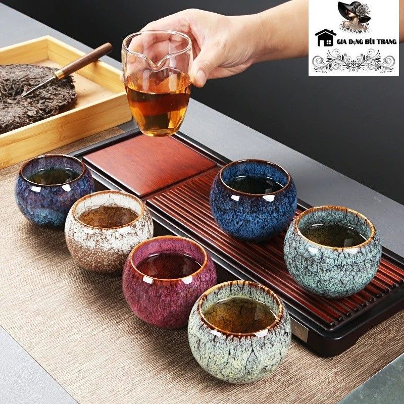 (กล่องรวม) ชุดถ้วยชา Tran มด Muc Five Elements 5 ชิ้นพร้อม H. พรีเมี่ยมไฟเกลซ (C100105จีดีบีที)