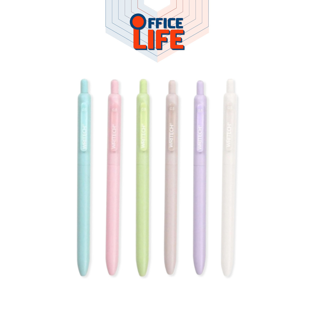 Writech (ไรท์) ปากกา ปากกาหมึกเจล รุ่น W-0161 แห้งไว ขนาด 0.5 มม.ปุ่มกดไม่มีเสียง !! เปลี่ยนไส้ได้ !! ( 1 ด้าม คละสี )