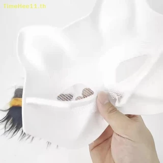 TimeHee 3 ชิ้น/เซ็ต DIY Handmade Graffiti หน้ากากครึ่งหน้า Therian หน้ากากชุดกากเปล่าครึ่งมือวาดสัตว์ Fox กากของขวัญ TH
