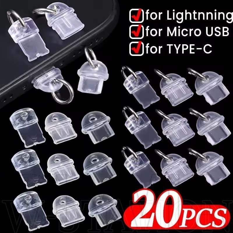 Slxc-5/10/20pcs Anti-Dust Plug-สําหรับType-C Micro-USB iOS-พอร์ตชาร์จโทรศัพท์ปลั๊กหมวก-โปร่งใสDIYโทรศัพท์จี้ปลั๊ก-กันน้ําโทรศัพท์ฝาครอบป้องกัน