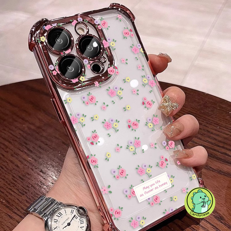 ดอกไม้น่ารักชุบปลอกสําหรับoppo Reno 13F 13 12 12F 11 11F 10 9 Pro 8T 8Z 7 8 Lite 7Z 5G 4Gหรูหราปกหลังการ์ตูนกันกระแทกAirกระเป๋านุ่มเคสโทรศัพท์