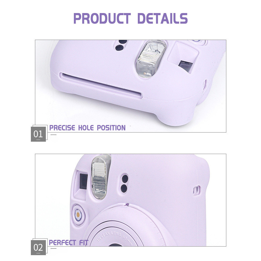 For Fujifilm Instax Mini 11 12 ชุดตัวเรือนกล้องโปร่งใส พร้อมถุงเก็บสายรัดไหล่ ด้วยสติกเกอร์น่ารัก สำหรับMini 11 12