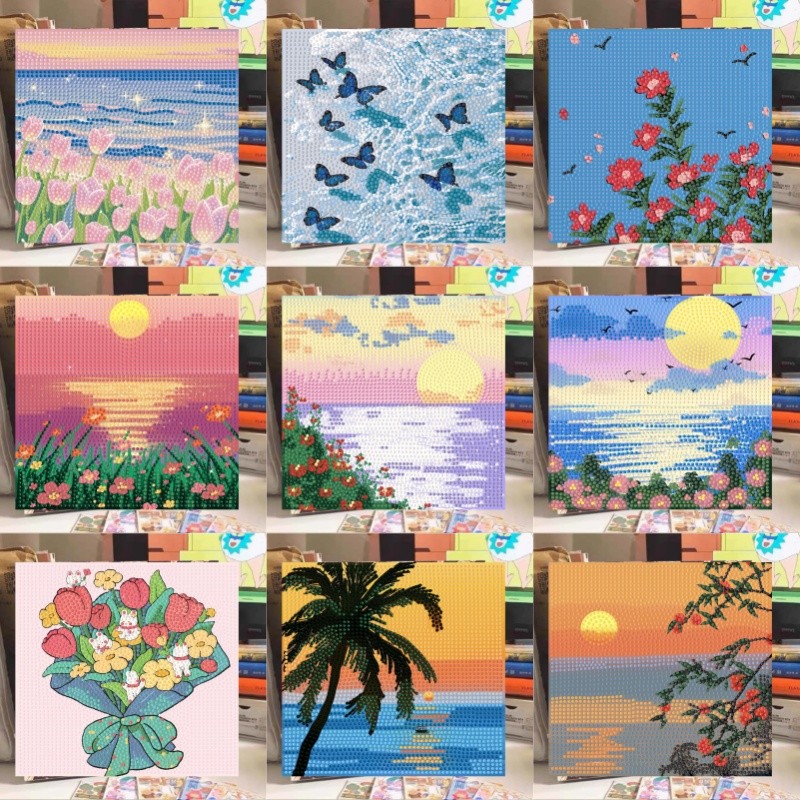 ภาพครอสติสคริสตัล Diamond Painting DIY รูปแบบภูมิทัศน์ ภาพวาดเพชร ภาพปักเพชร ภาพติดเพชรพร้อมกรอบรูป