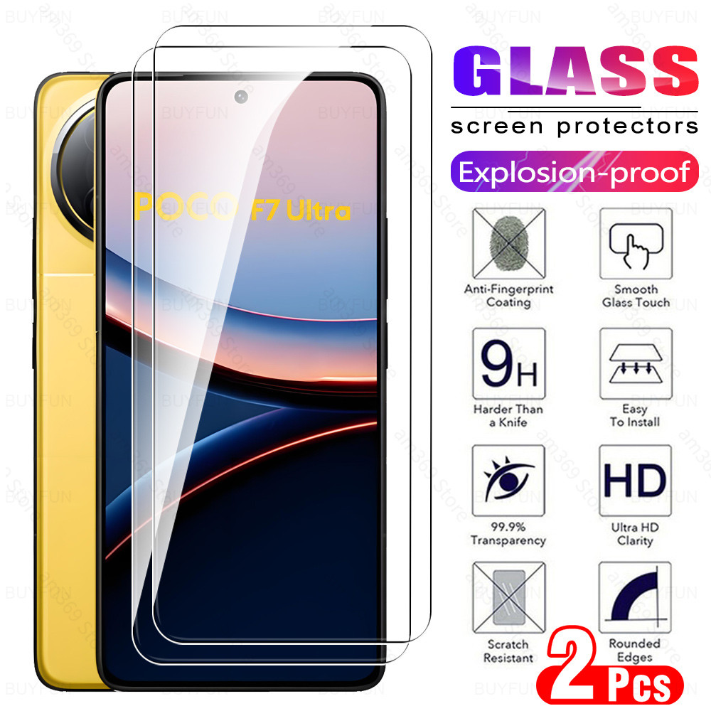 2 ชิ้นกาวกระจกนิรภัยสําหรับ Xiaomi Poco F7 Ultra Screen Protector Poco F7 Pro F7Pro F7Ultra PocoF7Ul