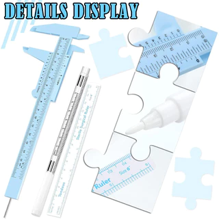 เครื่องมือเขียนคิ้ว ไม้บรรทัดวัดคิ้ว ไมโครเบลด สีขาวปากกามาร์กเกอร์พร้อมไม้บรรทัดกระดาษเครื่องหมายผิวถาวรแต่งหน้าตําแหน่งเครื่องหมาย