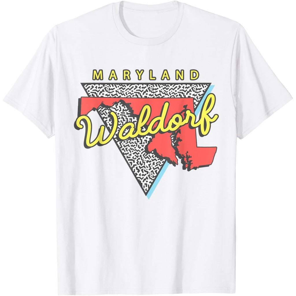 Mens Fashion Cotton Printed Waldorf Maryland Vintage Md T-Shirt
