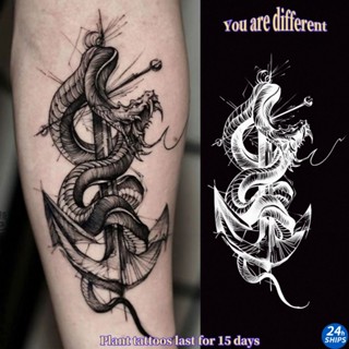 รอยสักลายงูทะเลสาวเซ็กซี่แขนพืชสักสติกเกอร์รอยสักกันน้ําติดท…