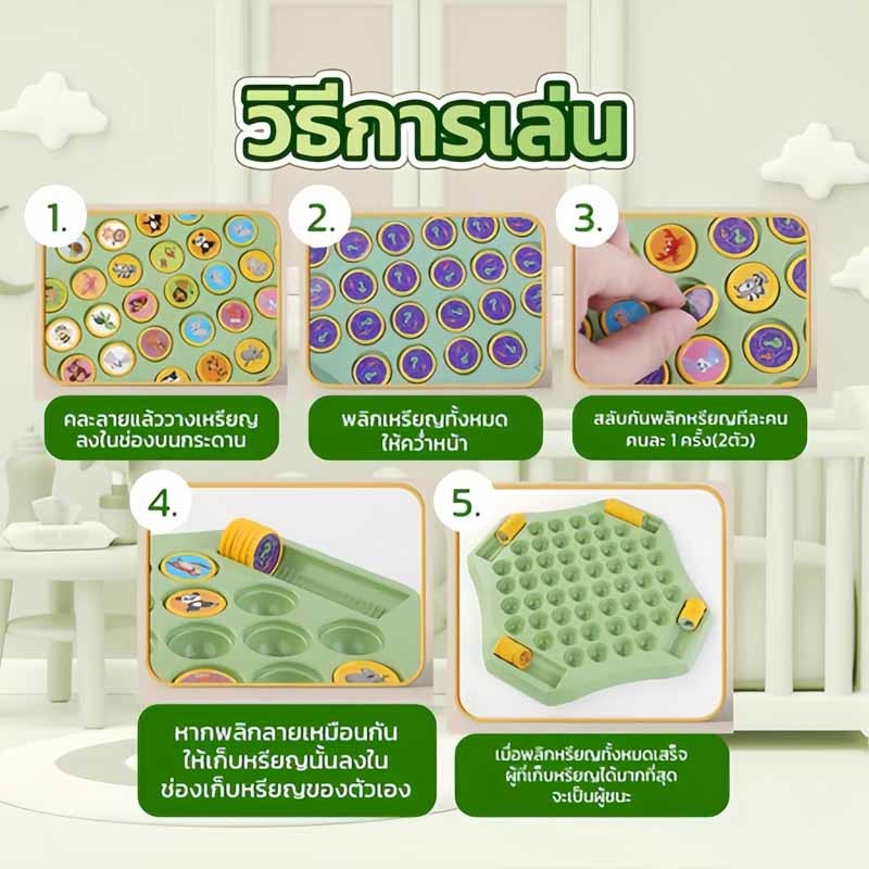 เกมจับคู่ความทรงจํา เกมกระดานจับคู่ 2-4 คน สัตว์และผลไม้ ทดสอบความจำ ของเล่นเพื่อการศึกษา - รูปที่ 6