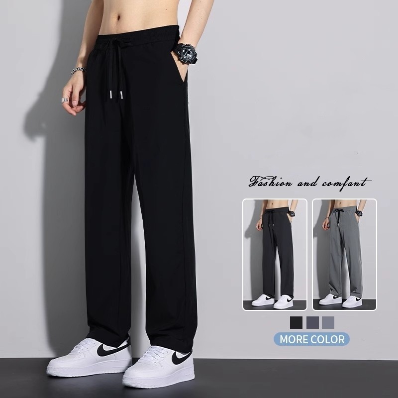 AP Store กางเกงขายาวผู้ชาย ทรงกระบอกตรง เอวยางยืด แฟชั่นเกาหลี ฟรีไซร์