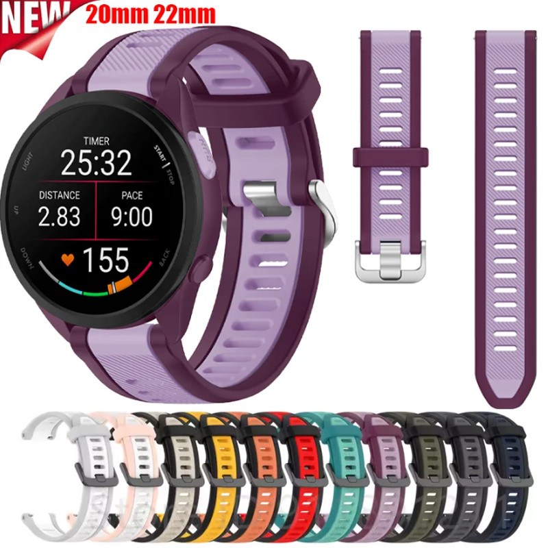 สองสีซิลิโคน Run สายนาฬิกาสําหรับ Garmin Forerunner 165 245 645 255S 265S 265 Venu SQ 2 3 2S 3S สายร