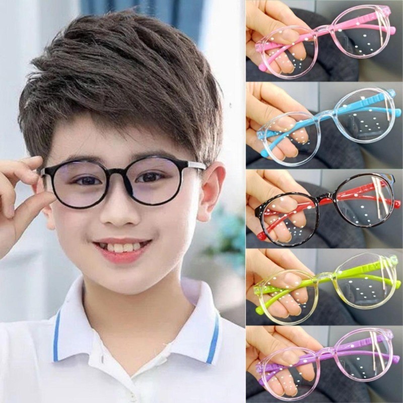 Anti-rad & Anti-Blue แว่นตาสําหรับเด็กเพื่อป้องกันตาแก้วป้องกันแสงสีฟ้าแว่นตาเปลี่ยนเลนส์ทรงกลมสําหรับชายหญิงเด็ก