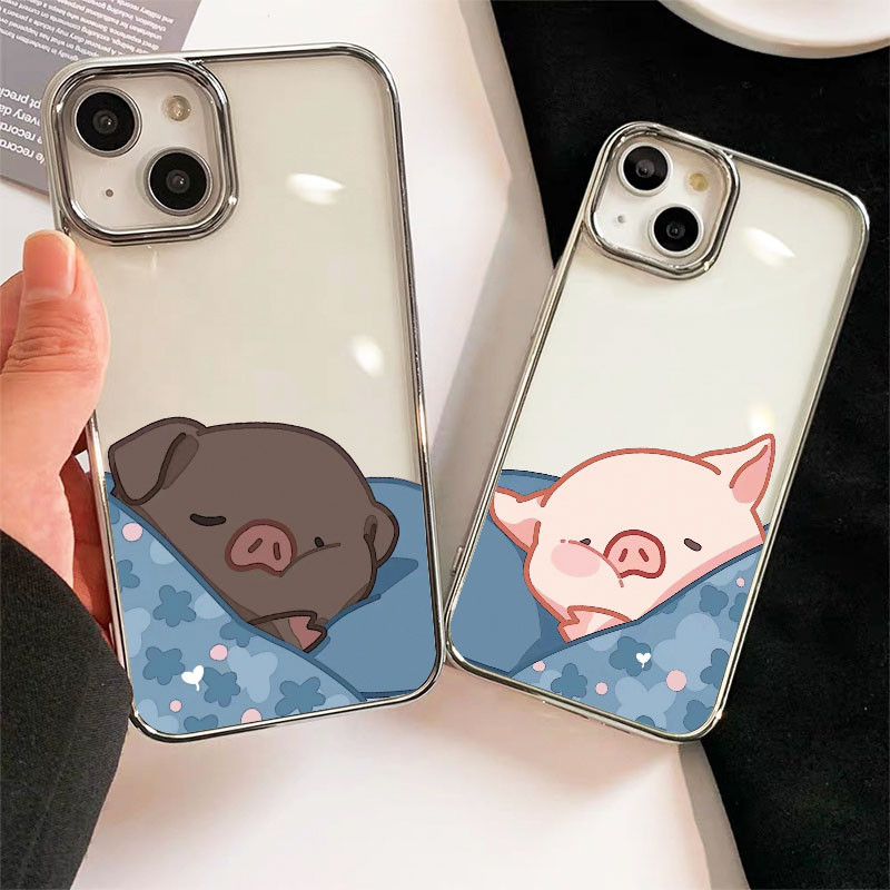 เคสไอโฟน 11 13 กรณีมือถือหมูน่ารัก คู่รัก case for iPhone 16Plus 13Pro 15 14 12 11Pro Max X XR XS Max iphone7 8 SE2020