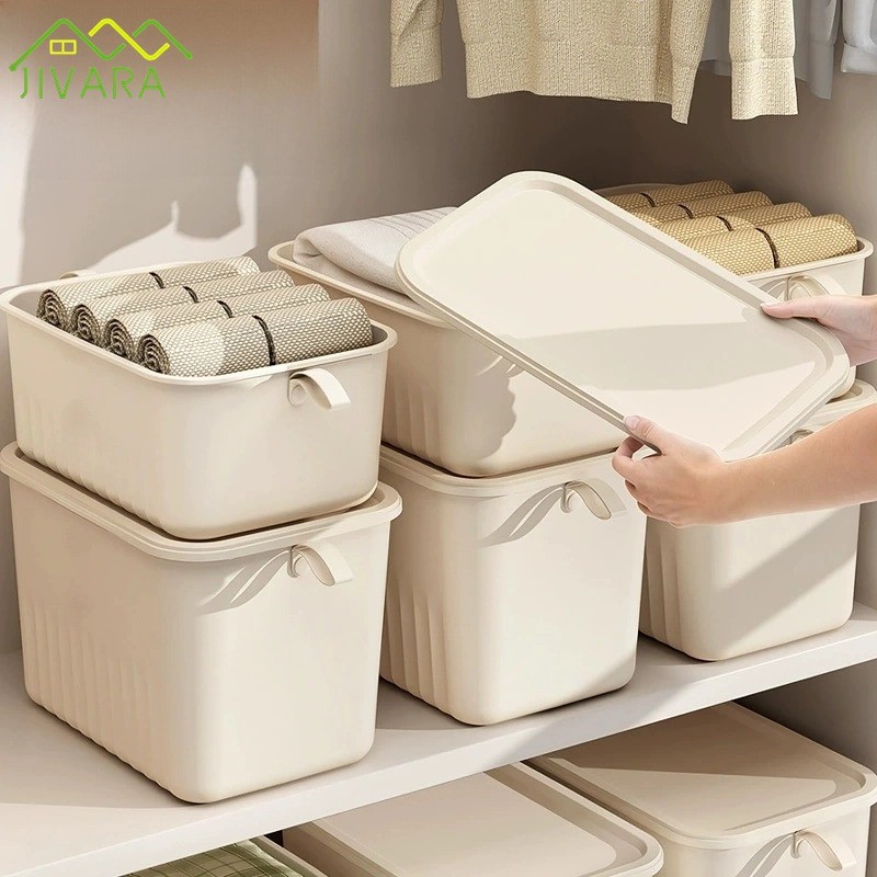 JIVARA กล่องเก็บของอเนกประสงค์ กล่องพลาสติกเก็บของ ที่เก็บของในครัว จัดระเบียบครัว สำนักงานและที่บ้า
