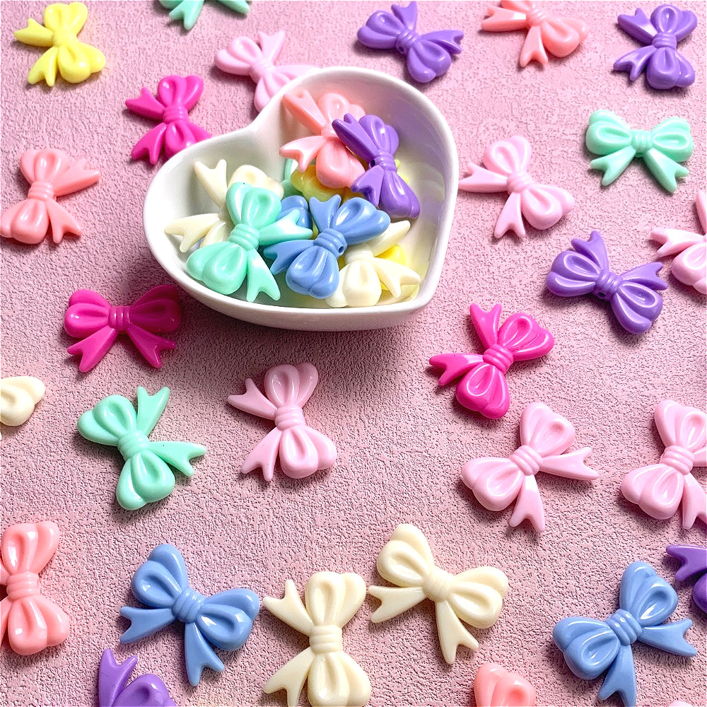 10 ชิ้น/ 23x29 มิลลิเมตร Macaron อะคริลิคขนาดใหญ่โบว์ DIY เครื่องประดับมือถือพวงกุญแจการผลิตอุปกรณ์เสริม