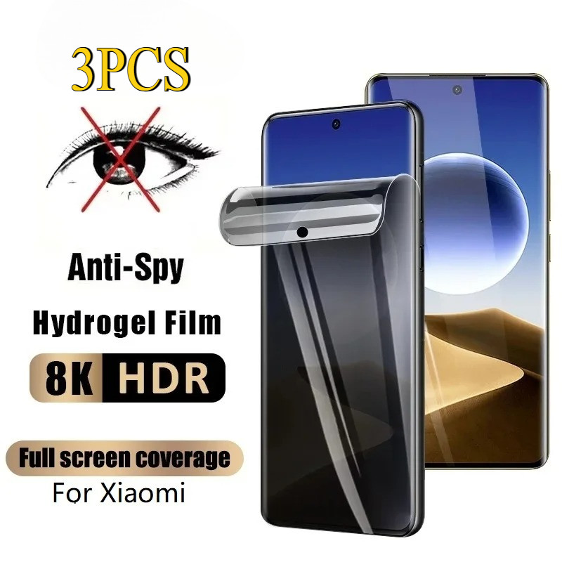 3pcs Anti Spy ฟิล์มความเป็นส่วนตัวสําหรับ Xiaomi Note Mix Civi CC9e CC9 A3 10 4 3 2 2S 1S Pro Lite 5