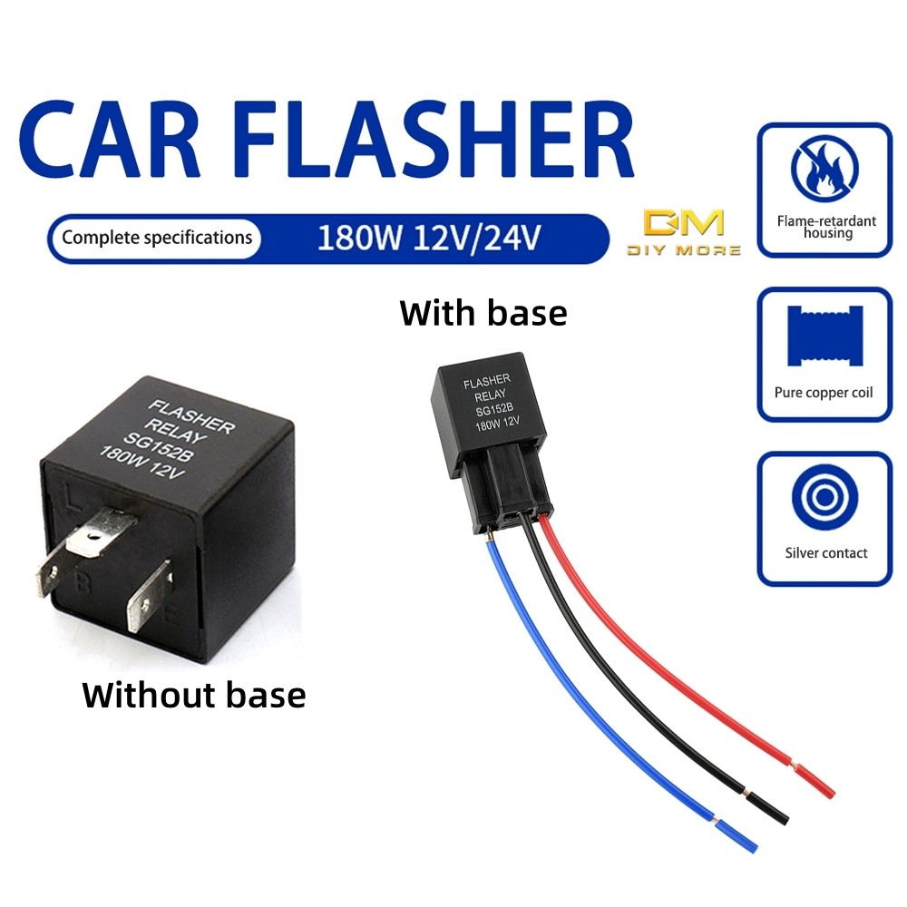 Diymore Flasher รีเลย์ 3 ขาปรับ LED Flasher รีเลย์ไฟเลี้ยวไฟกระพริบ Universal สําหรับ 12V 24V รถยนต์และรถจักรยานยนต์