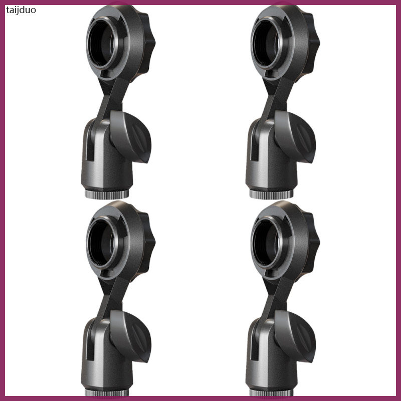 4 ชิ้น Mic Holder Clamp Stand คลิปไมโครโฟนแปลงวงเล็บ 9x4 ซม.พลาสติกสีดํา taijduo