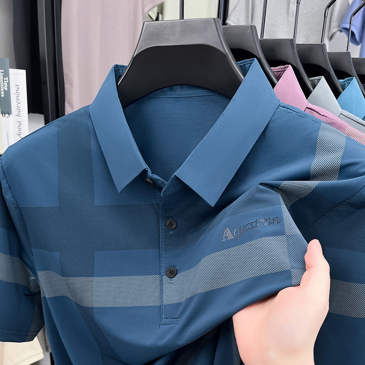 Polo2025 ผู้ชายฤดูร้อนใหม่แขนสั้นพิมพ์เสื้อยืดเสื้อโปโลผู้ชายด้านบน