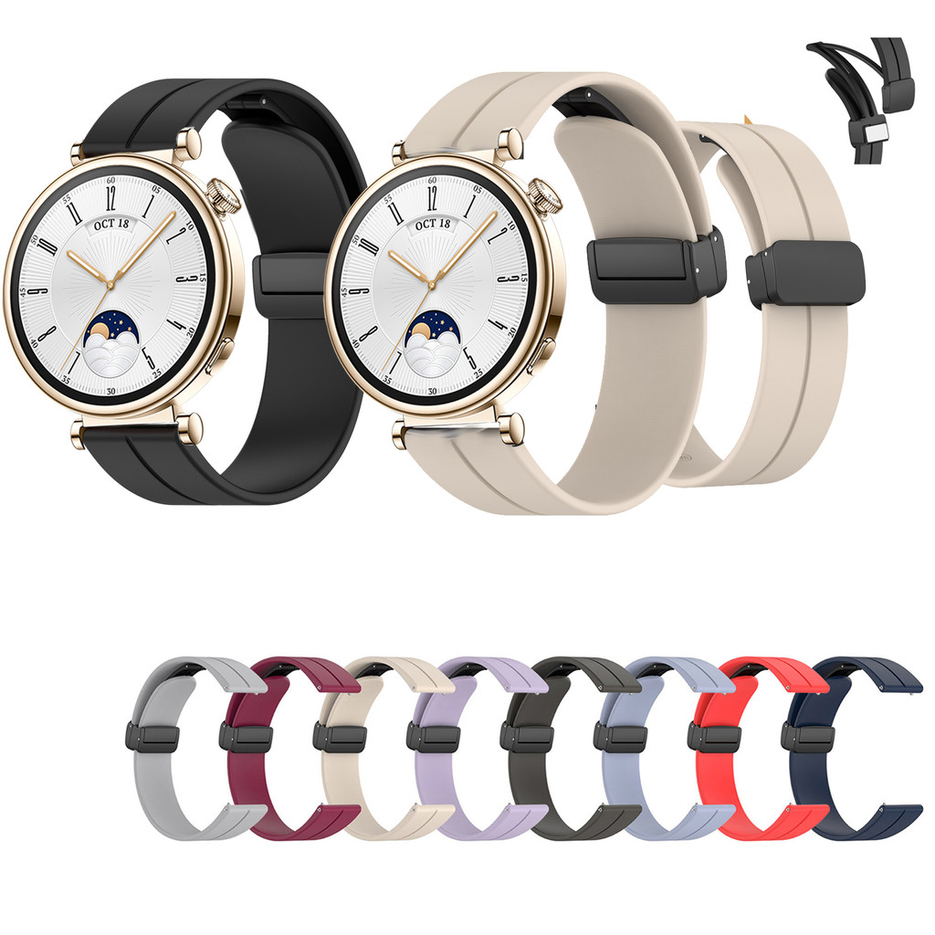 สายซิลิโคนแบบสปอร์ตสําหรับนาฬิกา Huawei GT 4 5 6 41 มม.GT5 Pro 42 มม.GT6 สายนาฬิกาหัวเข็มขัดแม่เหล็ก