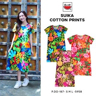 เสื้อแตงโม (SUIKA) - เสื้อแตงโม เดรสผ้ายืดคอกลม พิมพ์ลายFLOR…