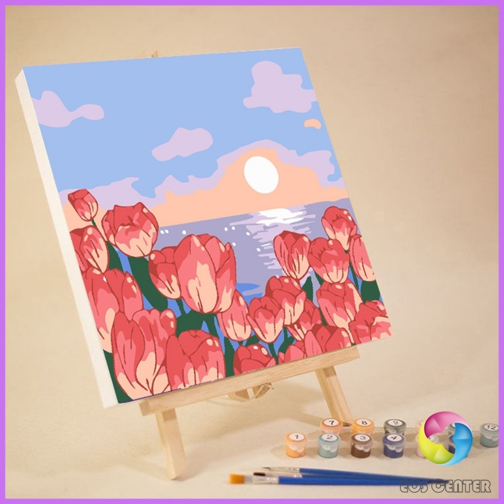 E.C. ระบายสีตามตัวเลข DIY ภาพวาดมือ สีน้ำมัน ความคิดจิตนาการจิตกรน้อย ตกแต่งสีอะคริลิก Oil painting