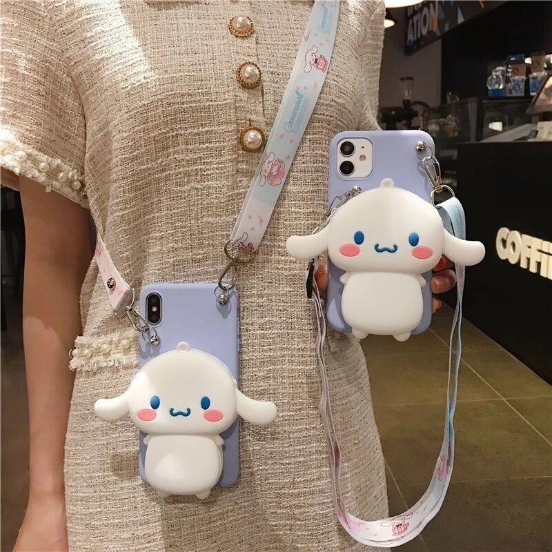 Casing For Huawei P30 Lite Y9 Prime 2019 Y7A Y6P Nova 3i 4e 5T 7i 7SE 7 9SE 10 Pro Cartoon Dog Cinnamoroll Wallet Bags Phone Case With Lanyard