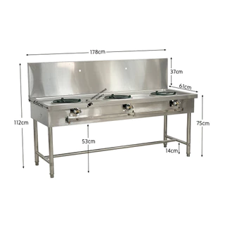 เตาแก๊สสแตนเลส3หัว หัวเตาKB5 KB7 KB8 แรงดันสูง Stainless high pressure frying stove