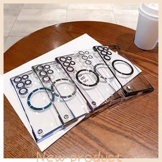 SAMSUNG เคสโทรศัพท์แม่เหล็กใสไร้กรอบสําหรับSamsung S26 S25 S24 S23 S22 Ultra Electroplatedปกแข็งโปร่งใส