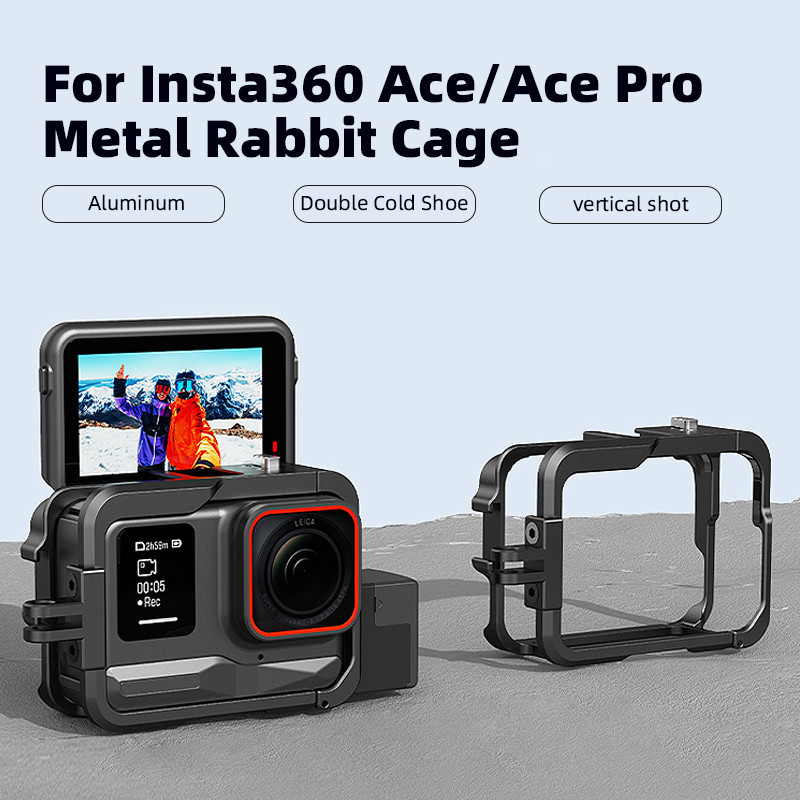เข้ากันได้กับ Insta 360 Ace Pro กรงกระต่ายโลหะ Ace Action Camera Bezel