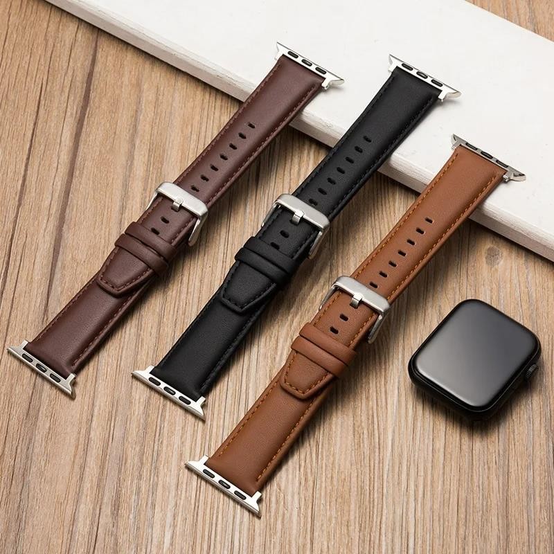 สายนาฬิกาข้อมือหนัง สําหรับ apple watch 49 มม. 44 มม. 45 มม. 42 มม. 38 มม. 40 มม. 41 มม. iWatch series 8 7 6 5 4 3 Se