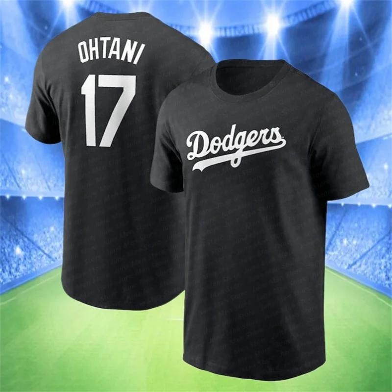 ฤดูร้อนใหม่ผู้ชายเสื้อยืด Men_s Los Angeles Dodgers _17 Shohei Ohtan เบสบอล jersey สีดําเด็กเสื้อยืด