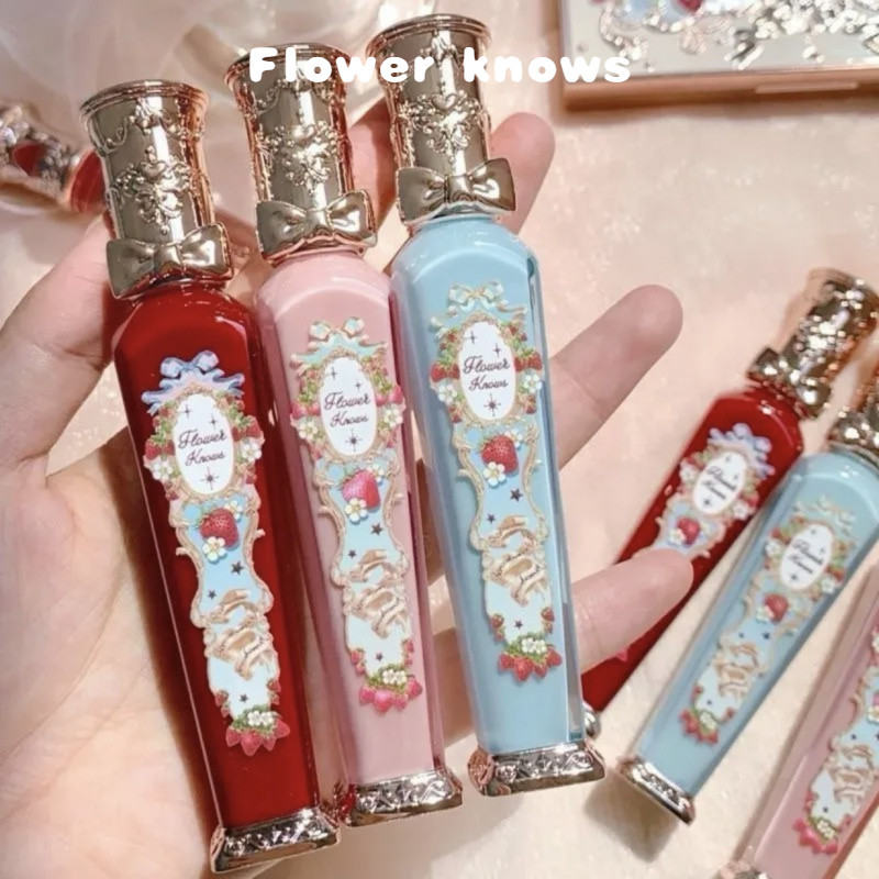 Flower Knows ลิปกลอส สตอเบอรี่โรโคโค ลิปกลอส ลุคสูง กำมะหยี่แมตต์ ลิปครีมสมูทลิปโคลน