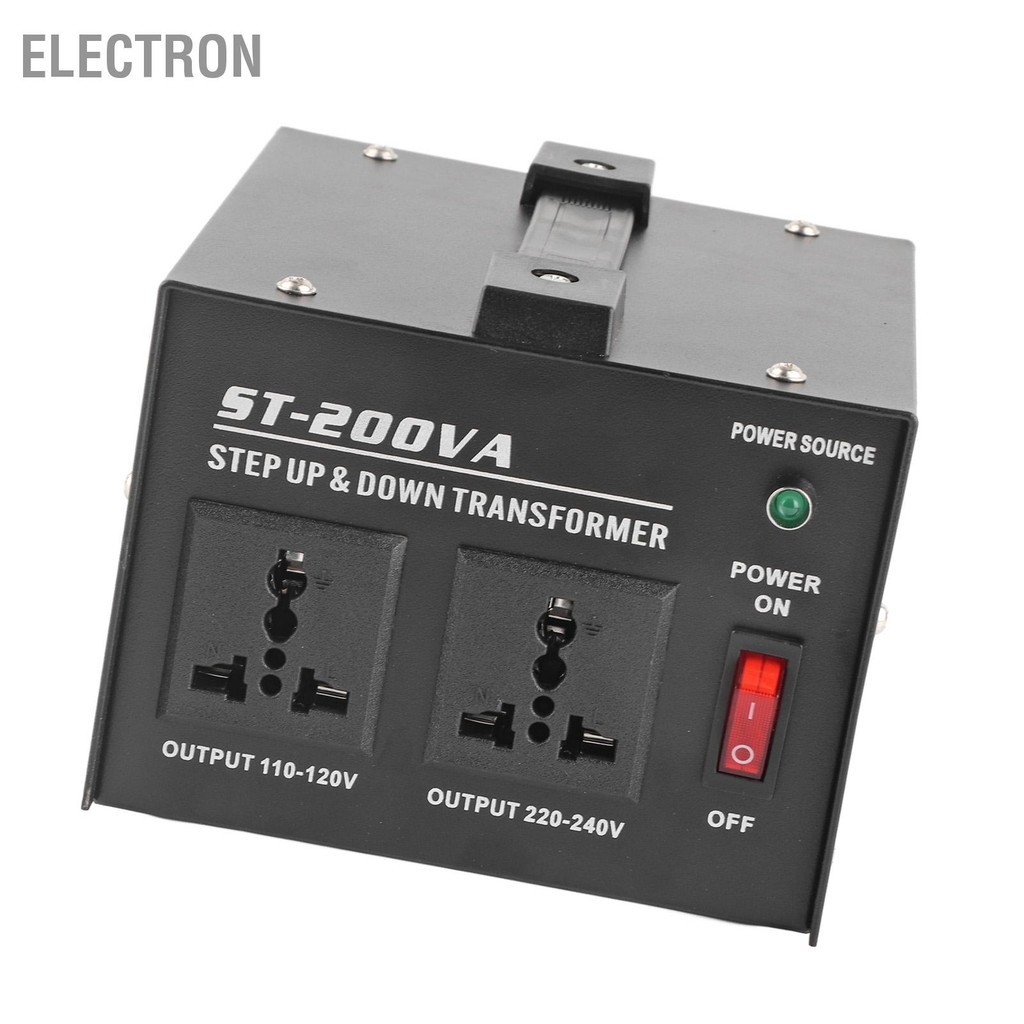Electron ตัวแปลงแรงดันไฟฟ้า 200W พร้อมปลั๊กสากล 2 ชิ้น 100V ถึง 220V หม้อแปลงไฟฟ้า ST-200VA US Plug