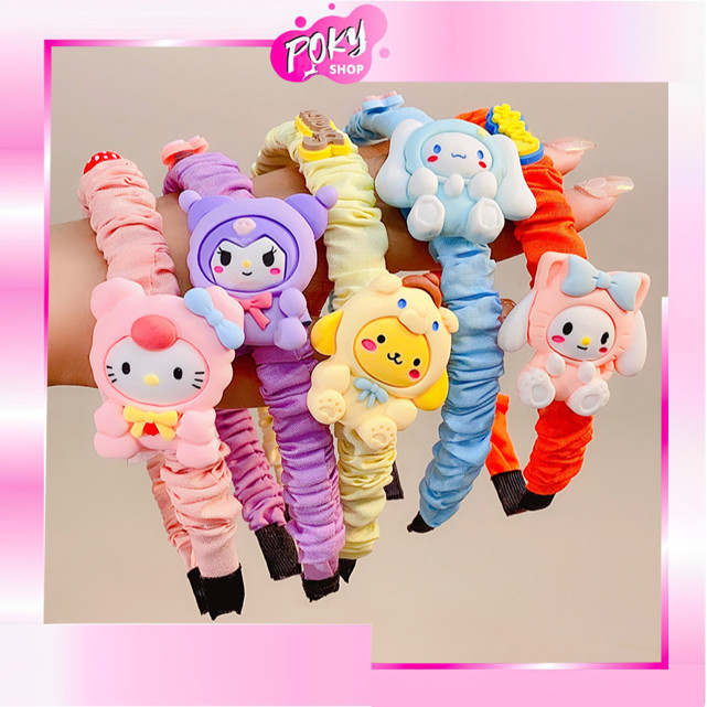 POKY - F6103 ที่คาดผม Sanrio Scrunchie / ที่คาดผมแฟชั่นเกาหลีน่ารัก / ที่คาดผมเด็กผู้หญิง / ที่คาดผม