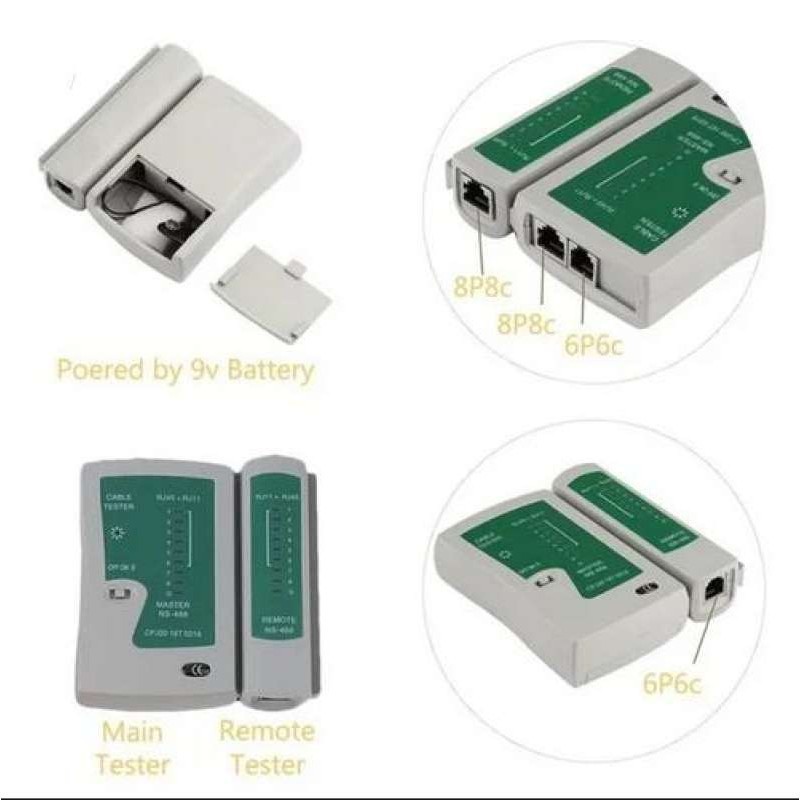 คีมเข้าหัวแลนครบชุด CAT5 CAT6 RJ45 RJ11 พร้อมที่เทสสาย + หัวแลน(10หัว) + บูทแลน (10หัว)+ ถ่าน +มีดปลอกสาย+ตัวต่อยาว