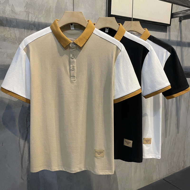 เสื้อโปโลชาย ฤดูร้อนสไตล์เกาหลีปกแขนสั้นเสื้อโปโลอเนกประสงค์ เสื้อคอปกผู้ชาย