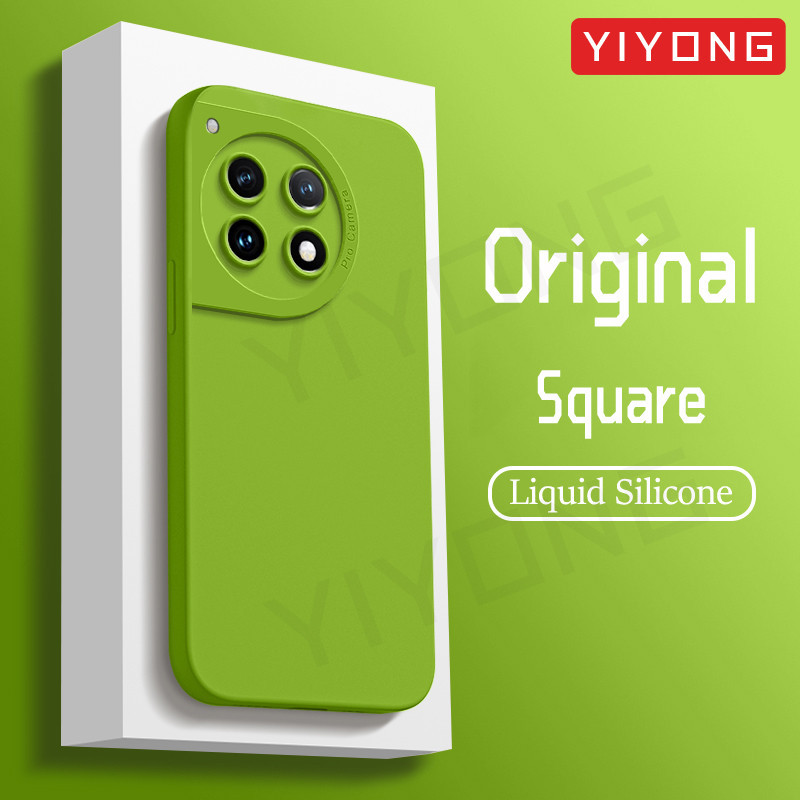 สําหรับ OnePlus12 กรณี YIYONG Square Soft Liquid ซิลิโคนสําหรับ OnePlus 12 12R One Plus 13 13R 11 11