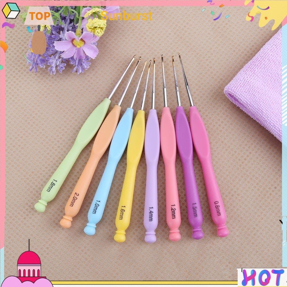 8pcs Blunt เข ็ มขนาด 0.8 มม.ถึง 2 มม.ด ้ ายอลูมิเนียมโครเชต ์ สําหรับมือ Arthritic [ Sunburst11.th 