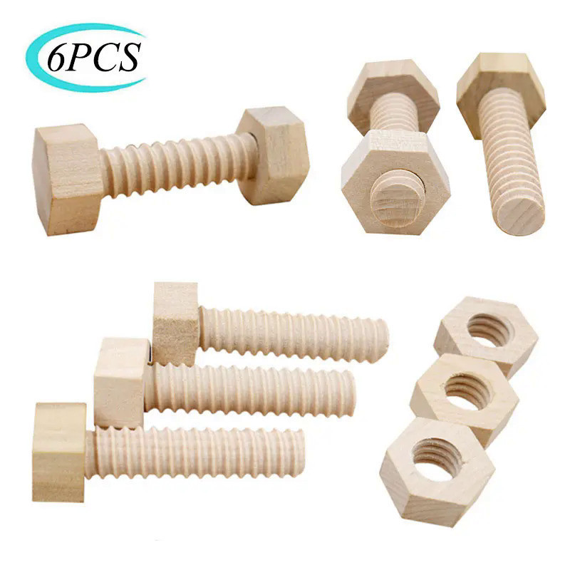 Early Education Educational Screw Nut Assembling Wooden Toy Solid Wood Screw Nut Hands-On Teaching A