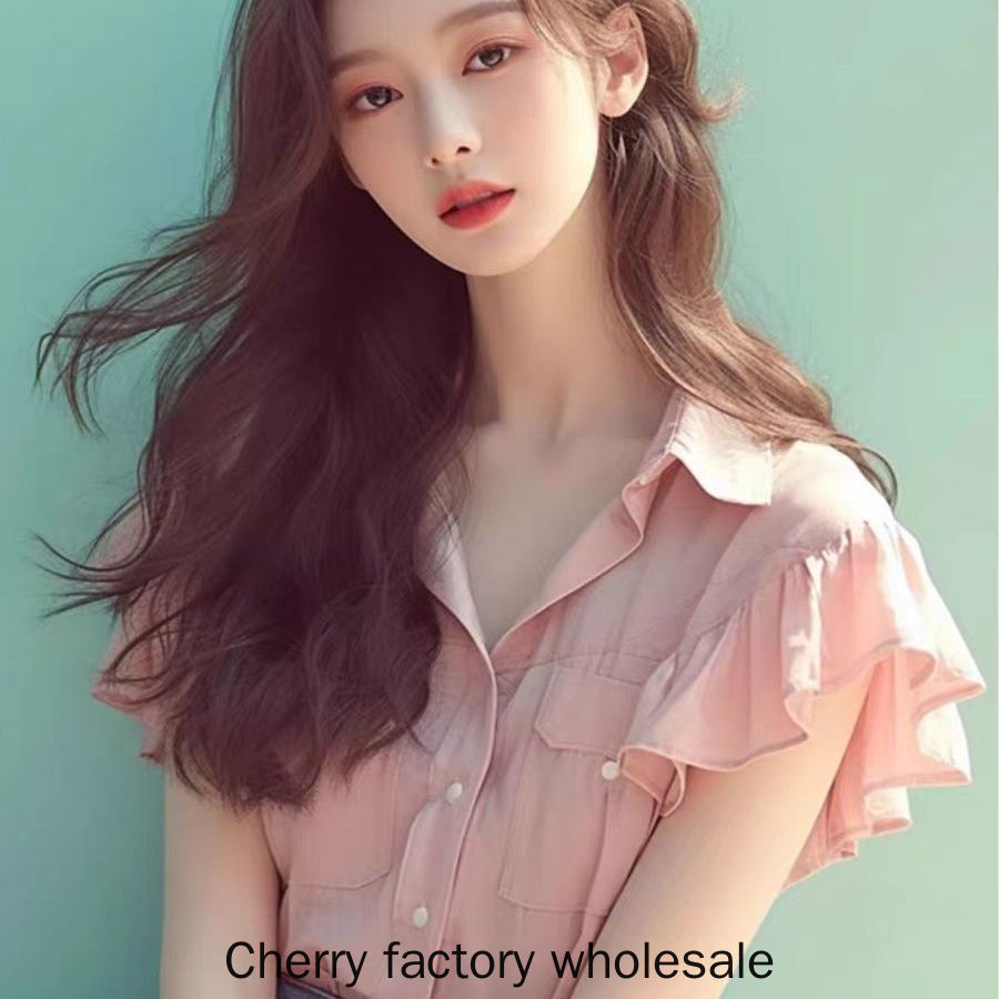แฟชั่นใหม่ผู้หญิง ลดอายุ ความรู้สึกหรูหราสวย สีชมพูหวาน นัวเนียเสื้อผู้หญิง ชุดลําลองทํางานสวมใส่มืออาชีพ