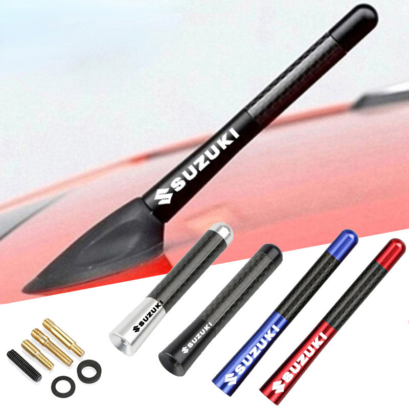 8 ซม./12 ซม.คาร์บอนไฟเบอร์สัญลักษณ์รถวิทยุหลังคาเสาอากาศชุดสําหรับ Suzuki GSX R150 Satria Fu Spin Ra