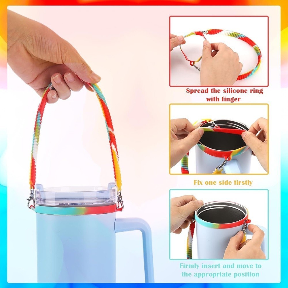 Fit ขวดน้ําจับขวดน้ําสลิง Carrier Holder พร้อมสายรัด,ซิลิโคนอ่อนนุ่มทนทานเหมาะกับมากที่สุด 8-40oz Tumbler Stanley Aquaflask HydroFlask Klean Kanteen ถ้วยอุปกรณ์เสริม