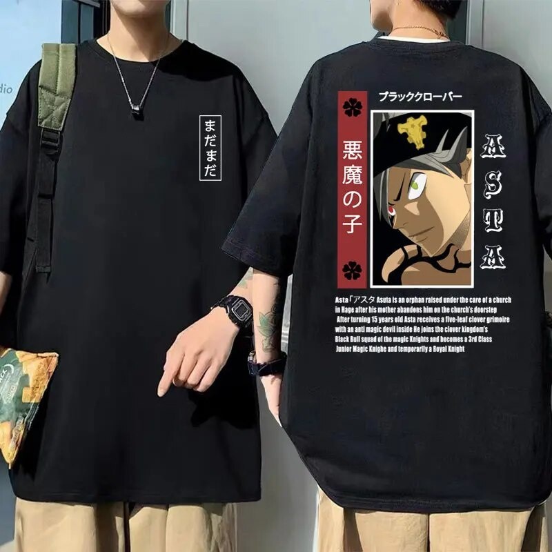 T-Shirtระดับแสง a เสื้อยืด ทรงหลวม พิมพ์ลายกราฟฟิคการ์ตูนอนิเมะ Black Clover มังงะ Asta สไตล์ญี่ปุ่น สําหรับผู้ชาย S-5XL
