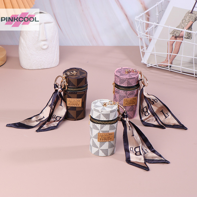 Pinkcool Creative ผ ้ าพันคอผ ้ าไหมถัง Lip กระเป ๋ าพวงกุญแจ Mini แบบพกพากระเป ๋ าประณีตคู ่ อุปกรณ ์ เสริมของขวัญ HOT