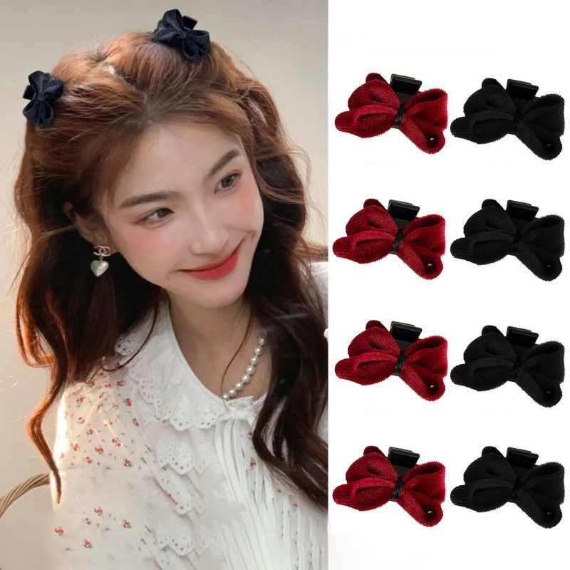 Bangs Side Princess Head Small Grab Clip Forehead Velvet Bow Hairpin Headgear Hairpin