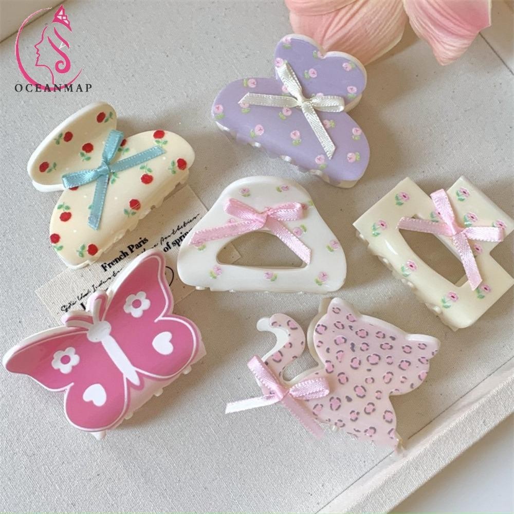 Oceanmap Bowknot Hair Claw,ริบบิ้นพลาสติกCat Clawคลิป,แฟชั่นผู้ถือผมหางม้าHeaddress Y2k Bow Sharkคลิปสุภาพสตรี